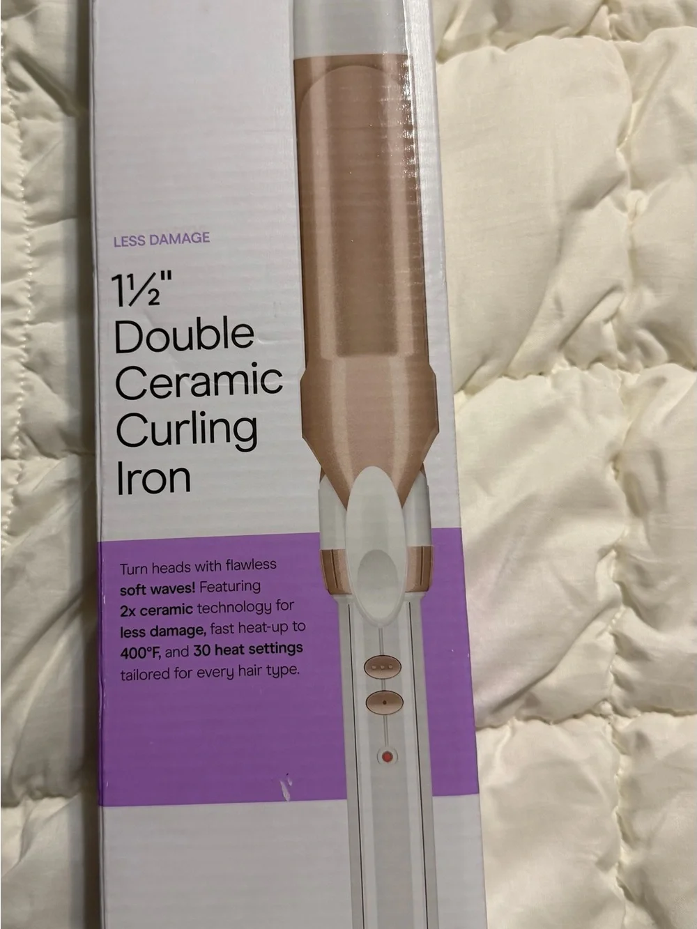 Double Ceramic Curling Iron - White and Rose Gold